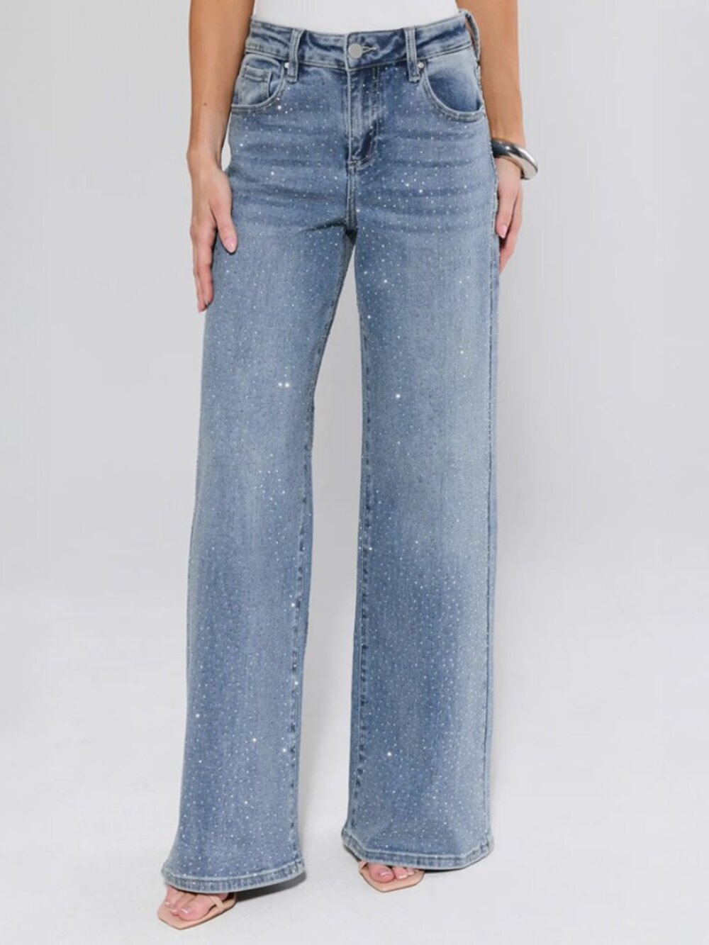 Avara x Risen Carrie Rhinestone Wide Leg Jeans Size 28